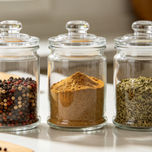 transparent glass spice jar 3 pieces set