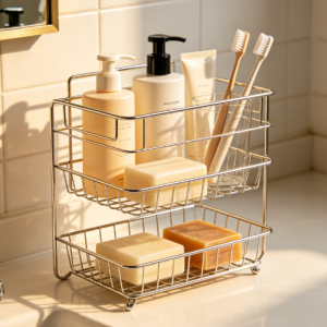 multi layer metal bathroom storage basket