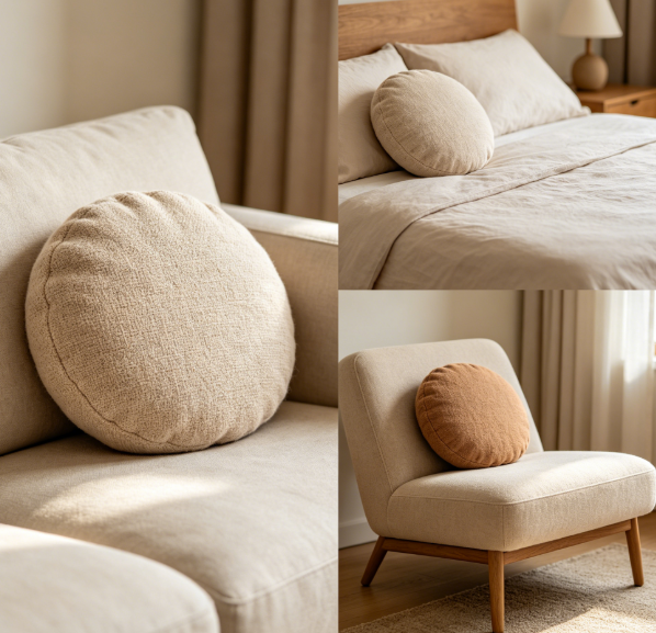 round fabric throw pillow single cushion